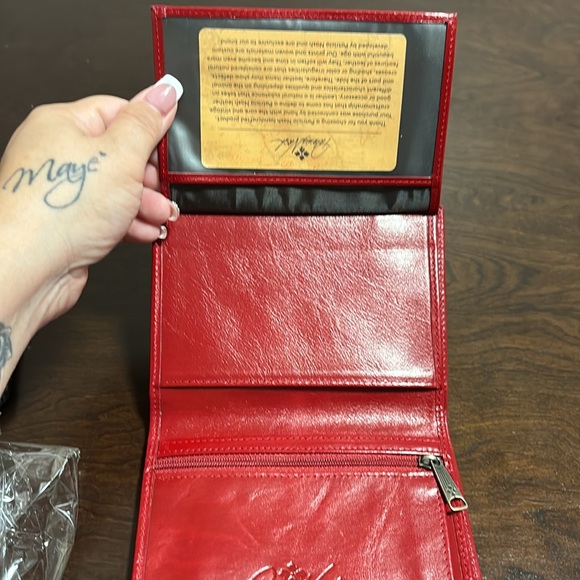 Patricia Nash Duby Red Civita Leather Bifold Wallet - Picture 8 of 13